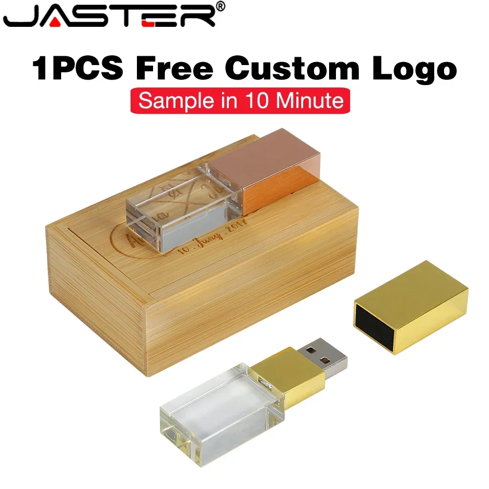 JASTER Crystal USB 3.0 Flash Drives 128GB Free Custom Logo Pen Drive 64GB Mini Memory Stick 32GB Creative Wedding Gift 16GB