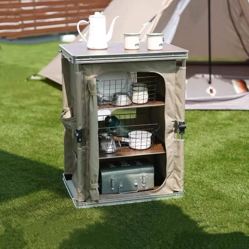 Folding locker, outdoor camping barbecue picnic multi-purpose portable storage organizing box table