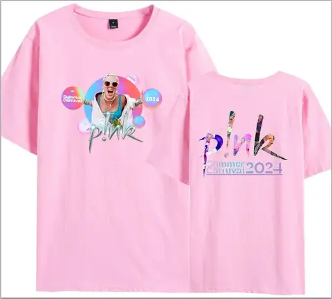Bomull 100% Rosa Singer Summer Carnival 2024 Tour T-shirt Fan Lovers T-shirt Musikturné T-shirt Trustfall Album Konsertkläder 10 best sales p nk-skjorta - №3