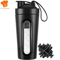 28oz Protein Shaker Bottle Portable BPA Free Leak Proof Sport Cup with Visible Window and Mixing Ball for Gym Fitness Workout