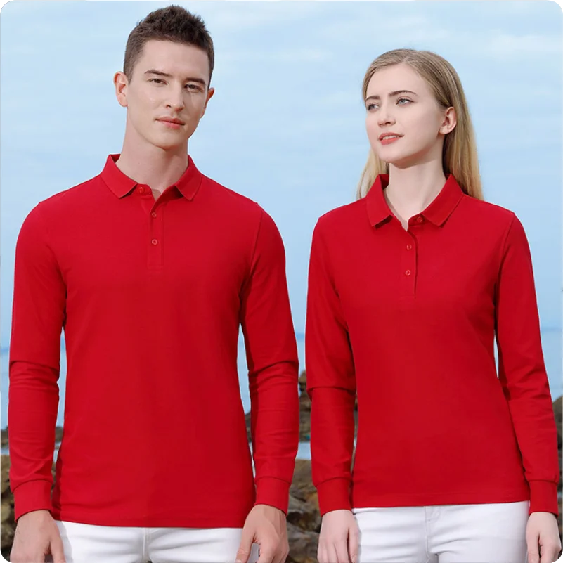 Polo de manga larga para hombre y mujer, ropa de trabajo de grupo individual, impresión y bordado personalizados, Otoño e Invierno