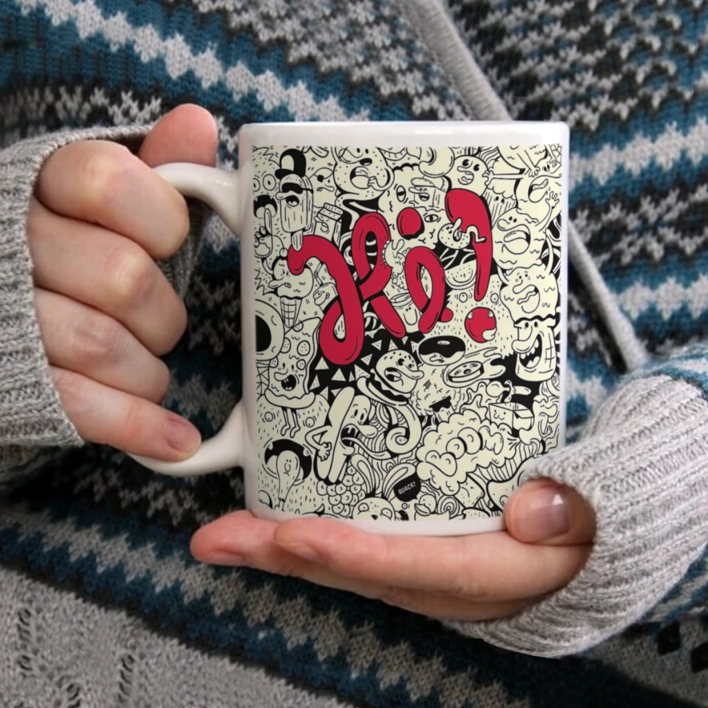 

Food DoodlesCoffee Mug Tea Cup 11oz Coffee Cup Funny Birthday Ceramic Mug Personalized Cup