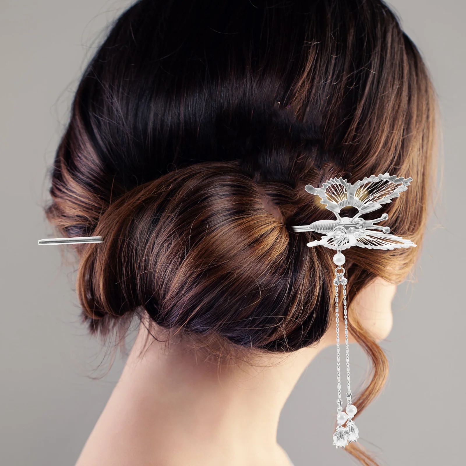 

2pcs Hairpin Accessories Butterfly Chopsticks Butterfly Hair Accessories Vintage Hair Bun Sticks Silver Color