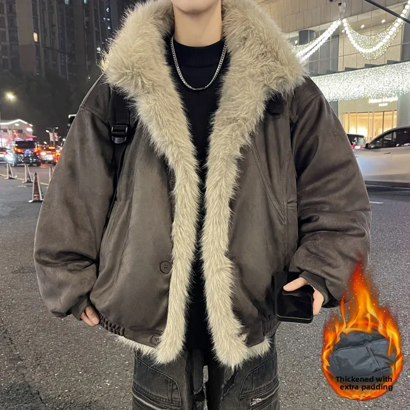 

New 2025 Men's Winter Jaet Thiened Cotton Padded Loose Fit Youthful Sle Zipper Closure Color Casual Outerwear