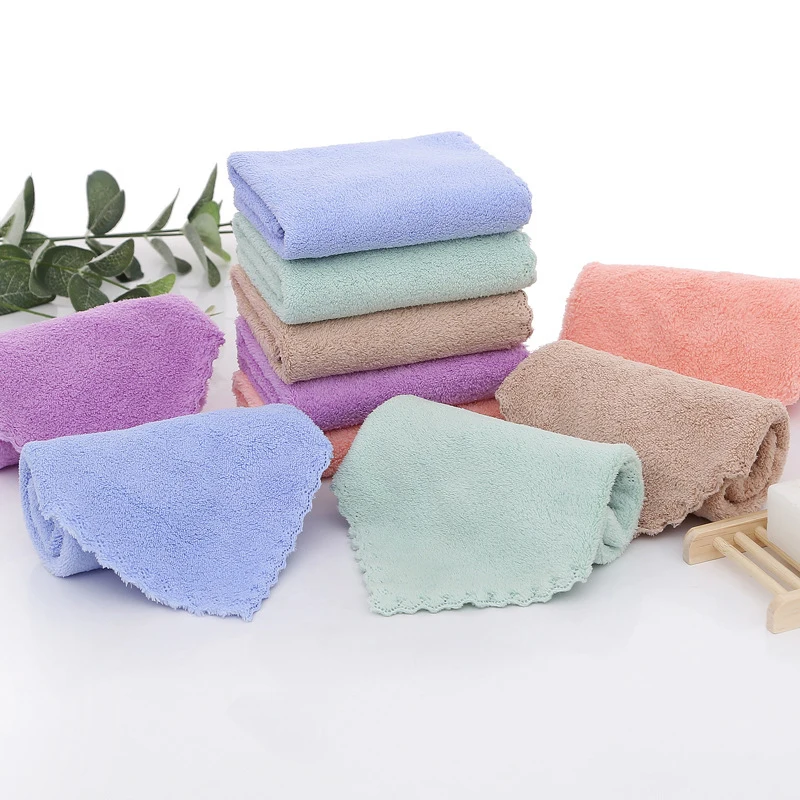 1pc 30*30cm Coral Velvet Face Towel Microfiber Absorbent High-density Square Hand Towel Quick Dry Clean Handkerchief Supplies