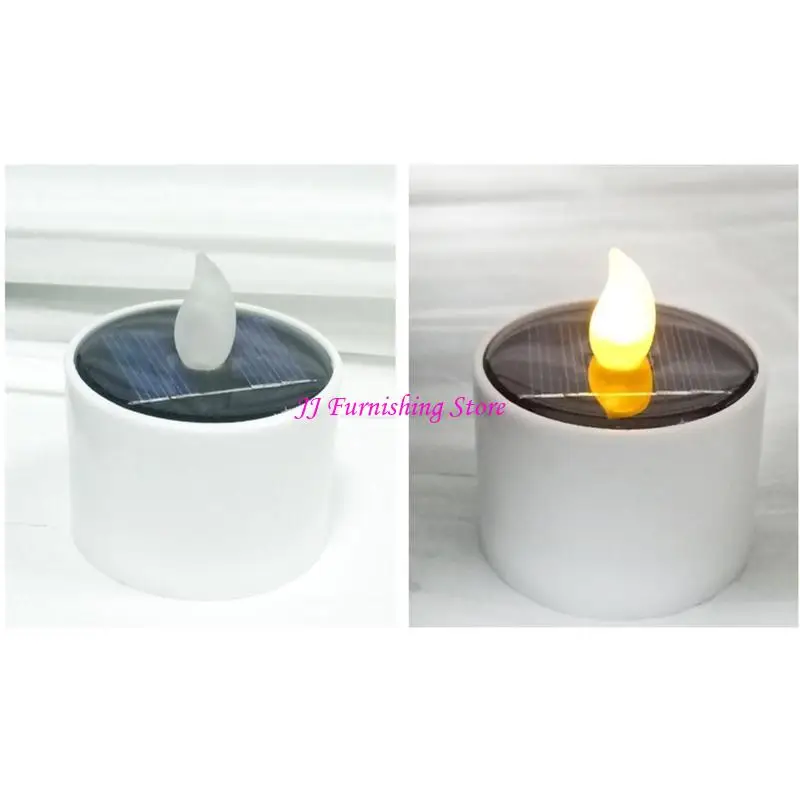 

A9LB 6 Pieces Waterproof Electric Simulation Flameless Solar Powered LED Candles Light for Home Party Decorations