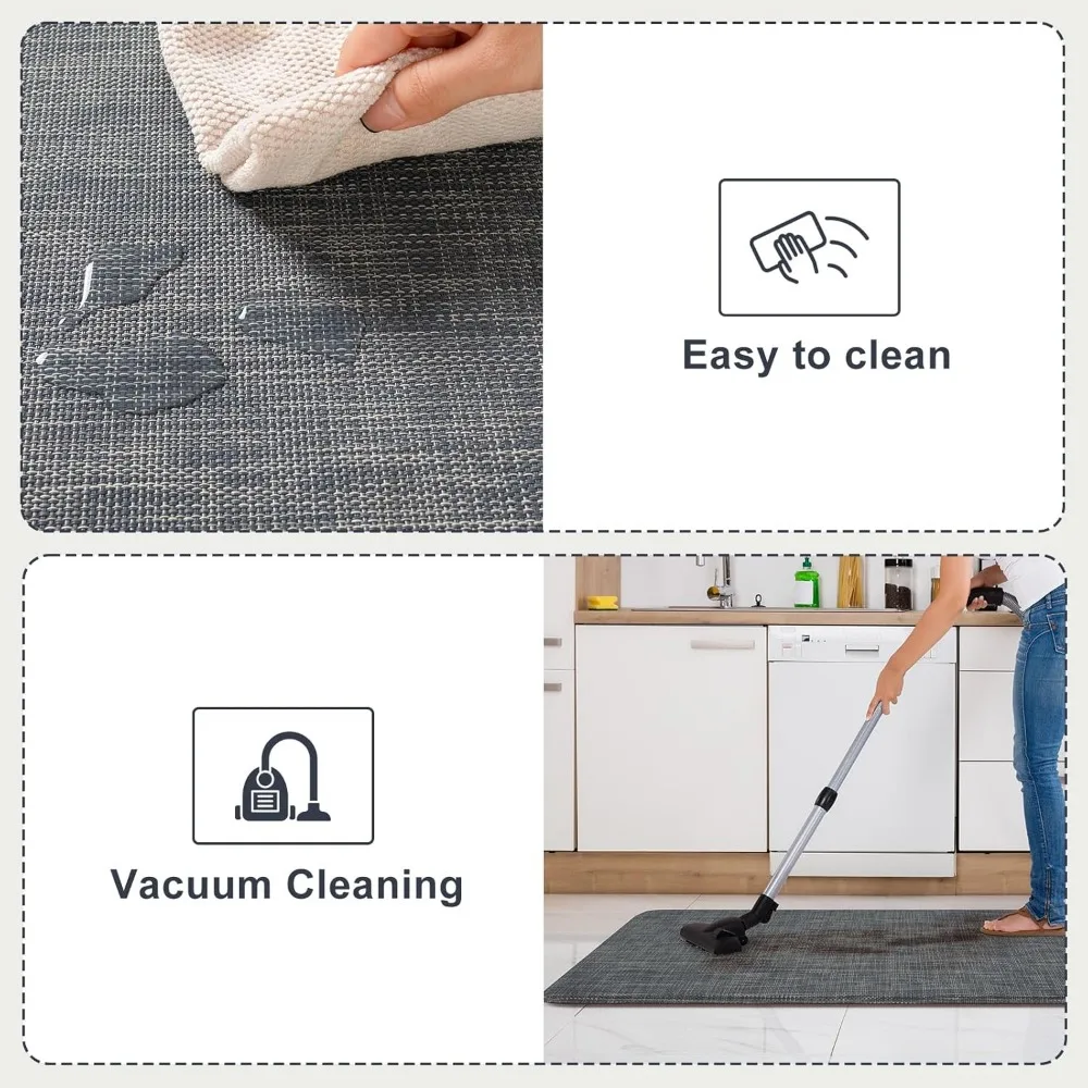 سجادة مطبخ مضادة للتعب مقاس 17.3 بوصة × 29 بوصة، سجادة أرضية مطبخ المزرعة باللون الأزرق الداكن غير قابلة للانزلاق، سجادة مطبخ منسوجة للأرضيات غير قابلة للانزلاق، #6