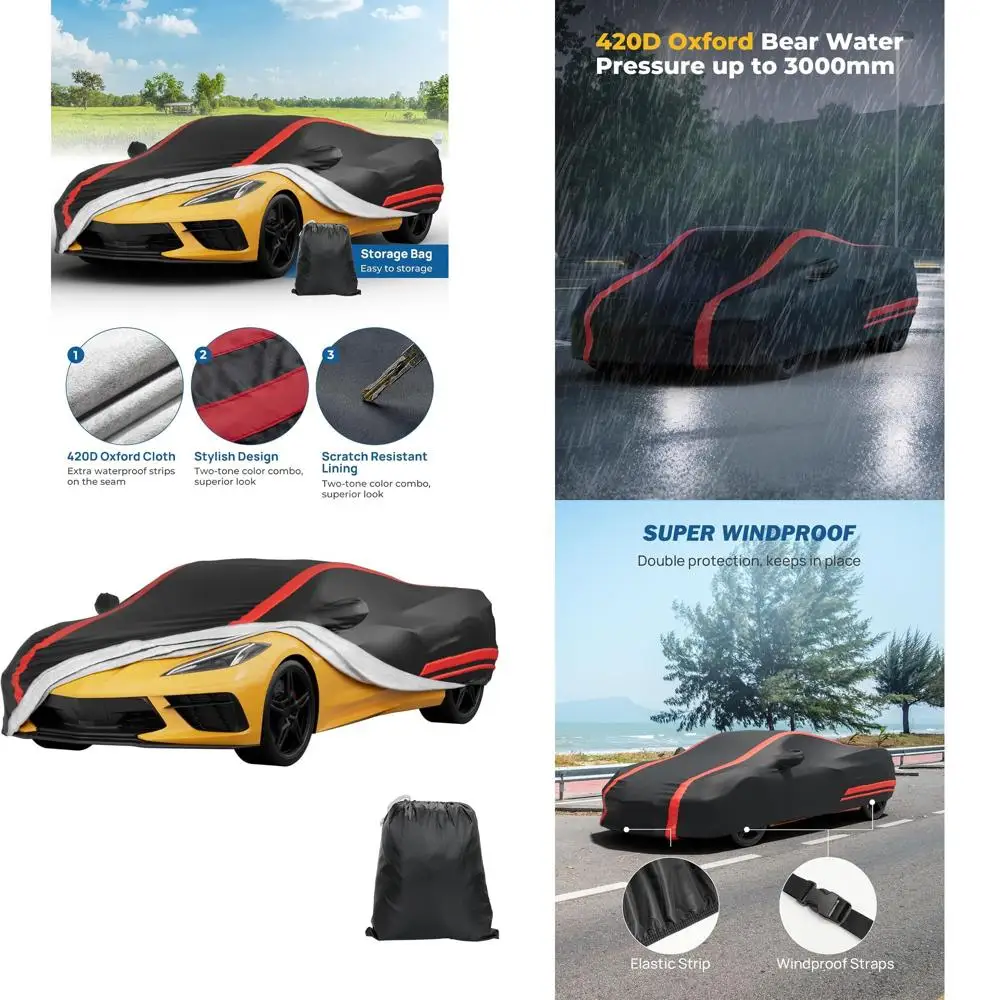 

Universal Corvette C8 C8 Stingray Z06 Z51 Car Cover, Soft Cotton Lining, All-Weather Sun and UV Protection