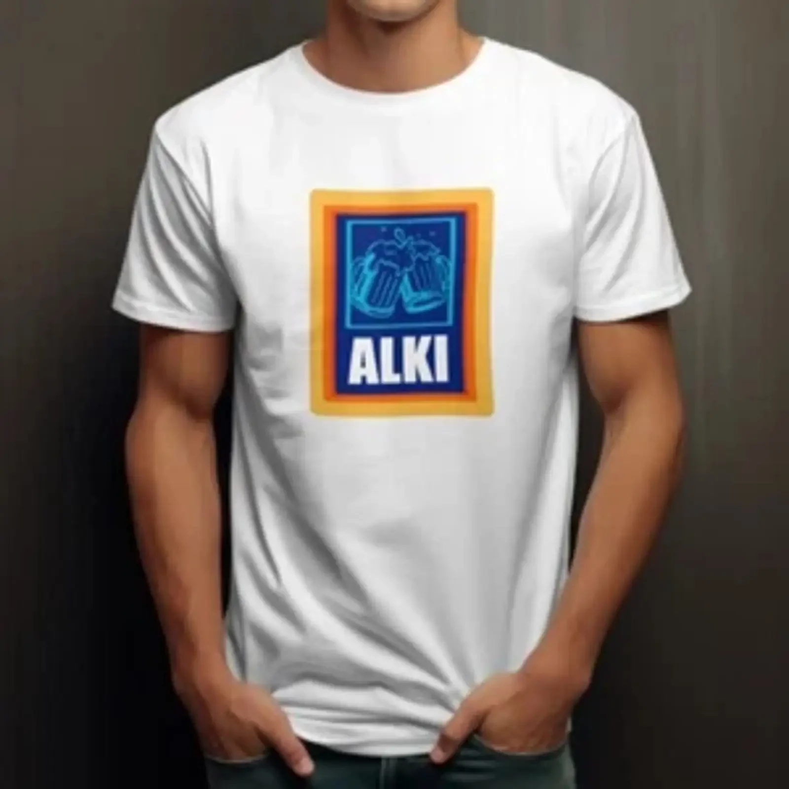 T Shirt ALKI lustig Neuheit Geschenk Idee Trinker Witz Vater Papa Bier vintage Washed fashion homme Stretched graphic Stylish