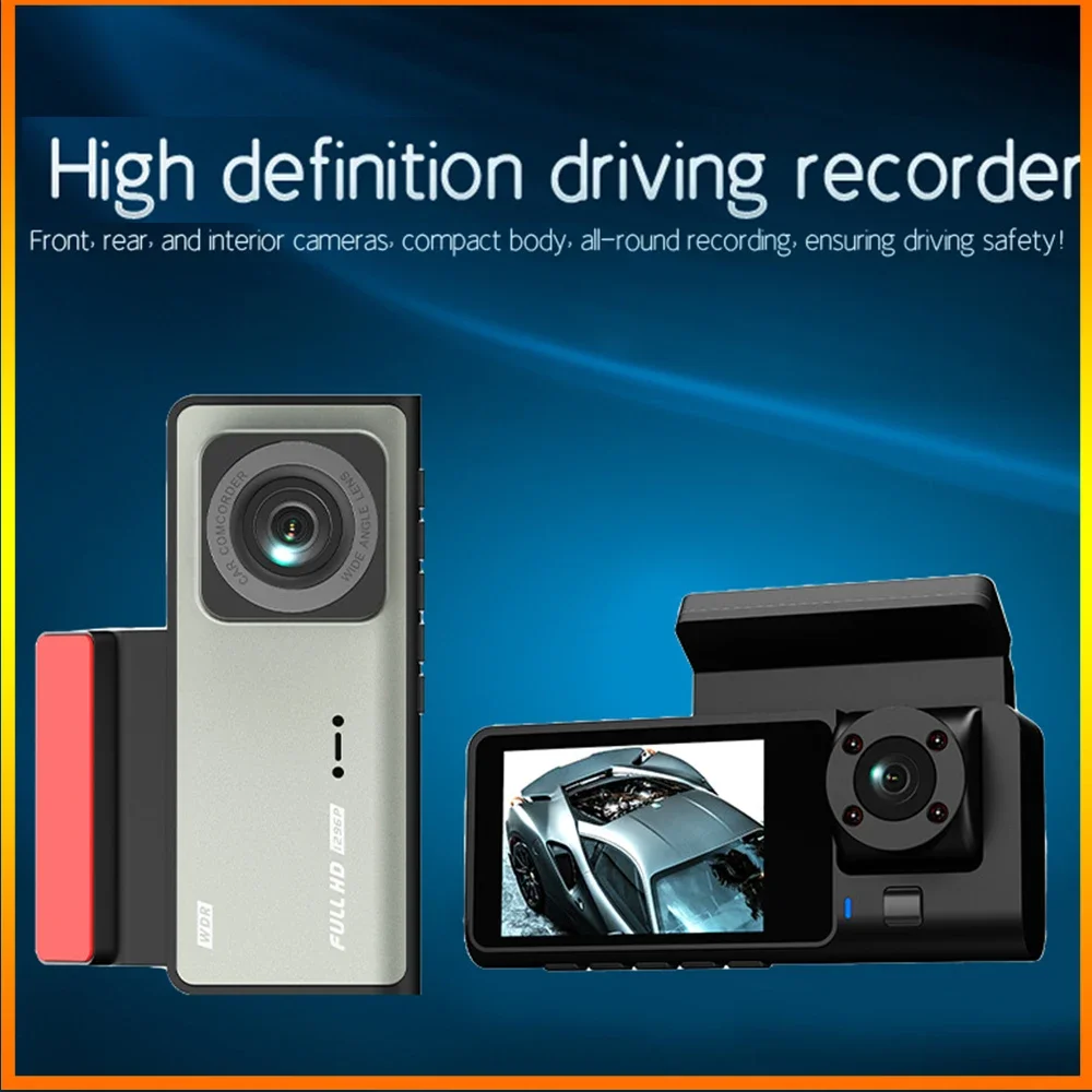 High Definition Driving Recorder With Three Lenses, Front, Interior, And Rear Recording, WiFi, And mobile connectivity