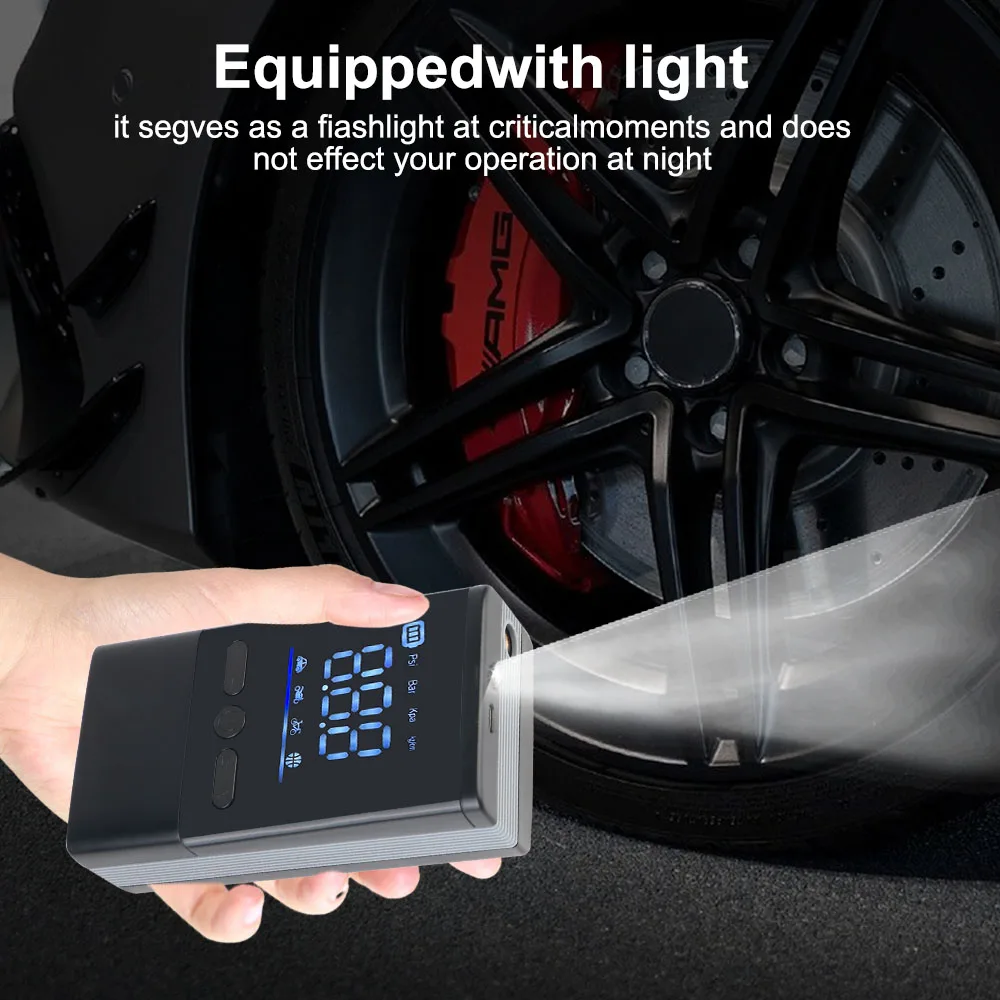 4000mAh Tire Air Pump Digital With LED Flashlight Accessories Tire Pressure Test Portable Inflator Car Air Compressor 150PSI