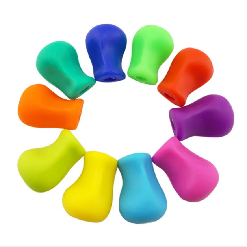 

10pcs Ergonomic Kids Silicone Pen Grip Pencil Holder Posture Corrector for Children, Writing Aid Tool Set
