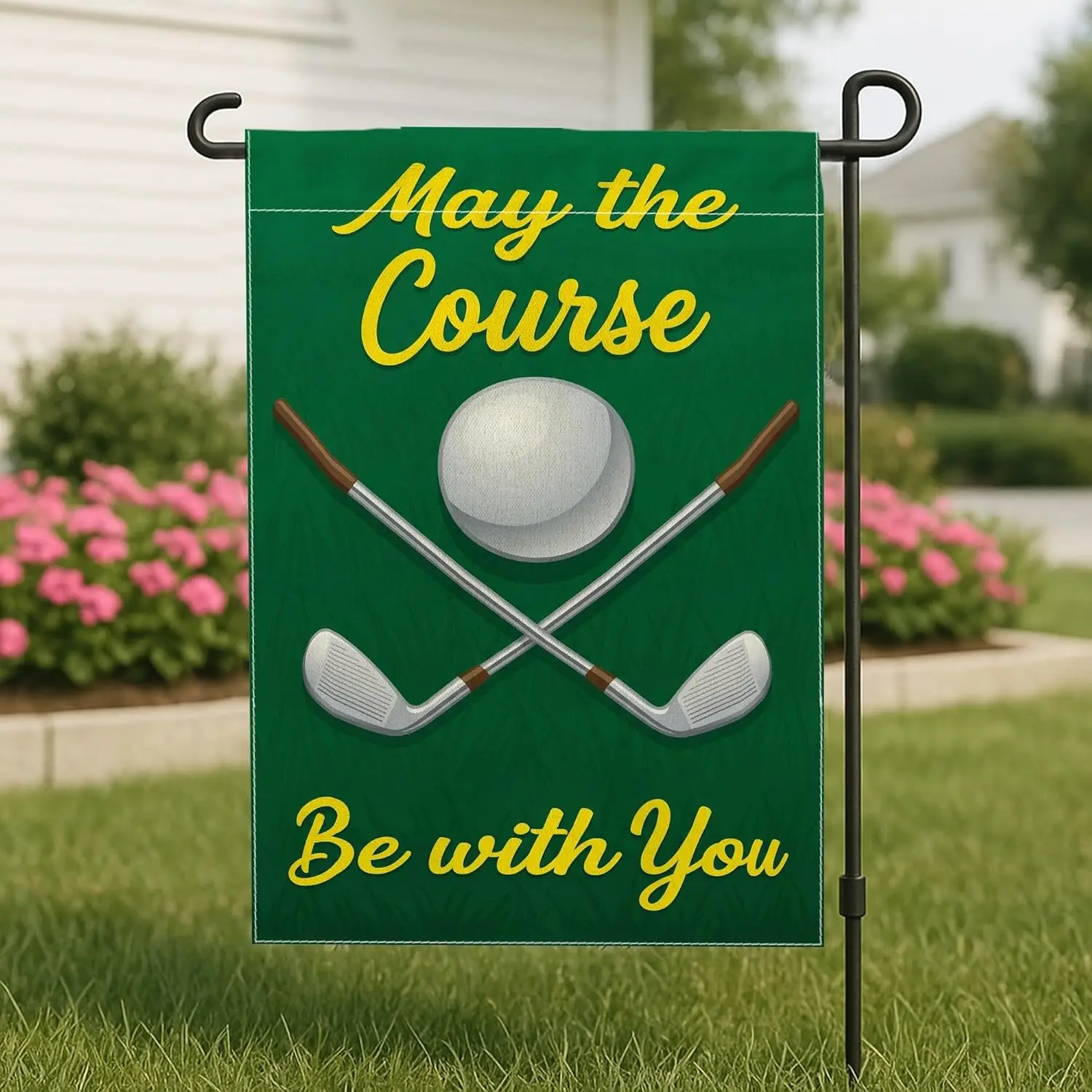 Golf Ball Garden Flag, Sports Casual Golf Clubs Grass Summer Green Double Sided Burlap Decorative Outside Flags for Outdoor  AAM - view 2