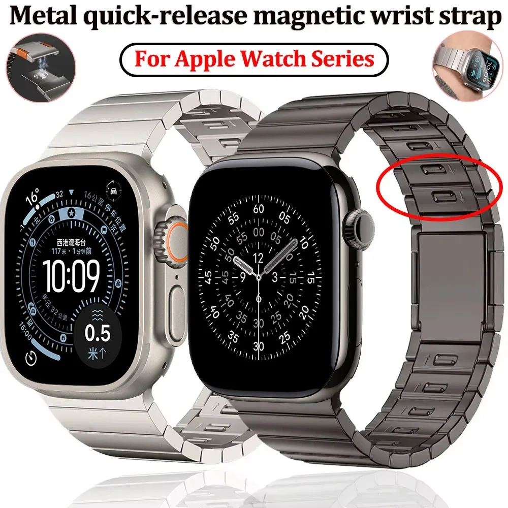 

Metal Band for Apple Watch Ultra Strap 49/45/44/42/46mm Slide Remove Magnetic Buckle Bracelet Iwatch Series 11 10 9 8 7 6 5 4 SE