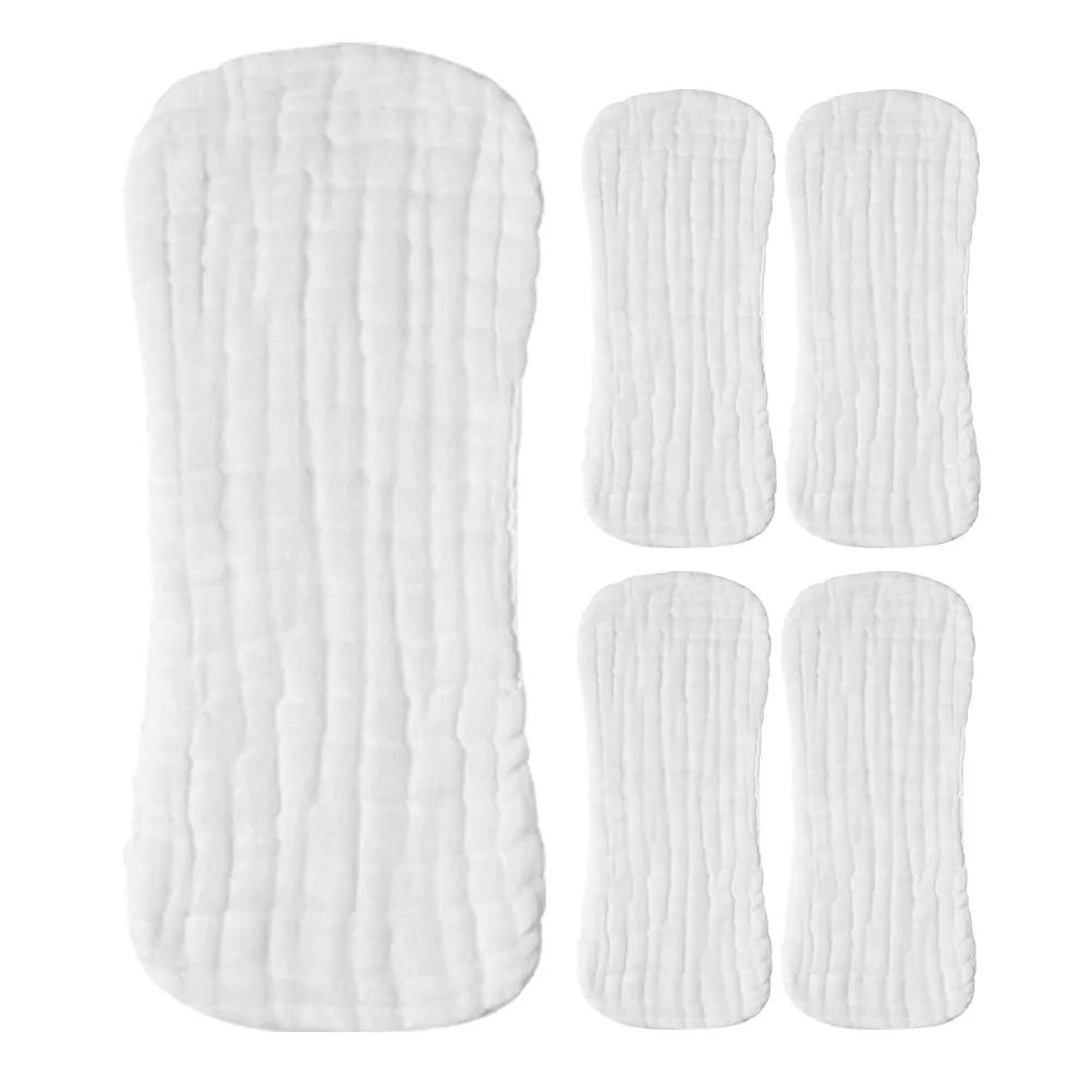5Pcs Cotton Diapers Newborn Size 35x15cm Washable Reusable Soft Breathable Cloth Diapers for Sensitive Skin Diaper Liners Burp