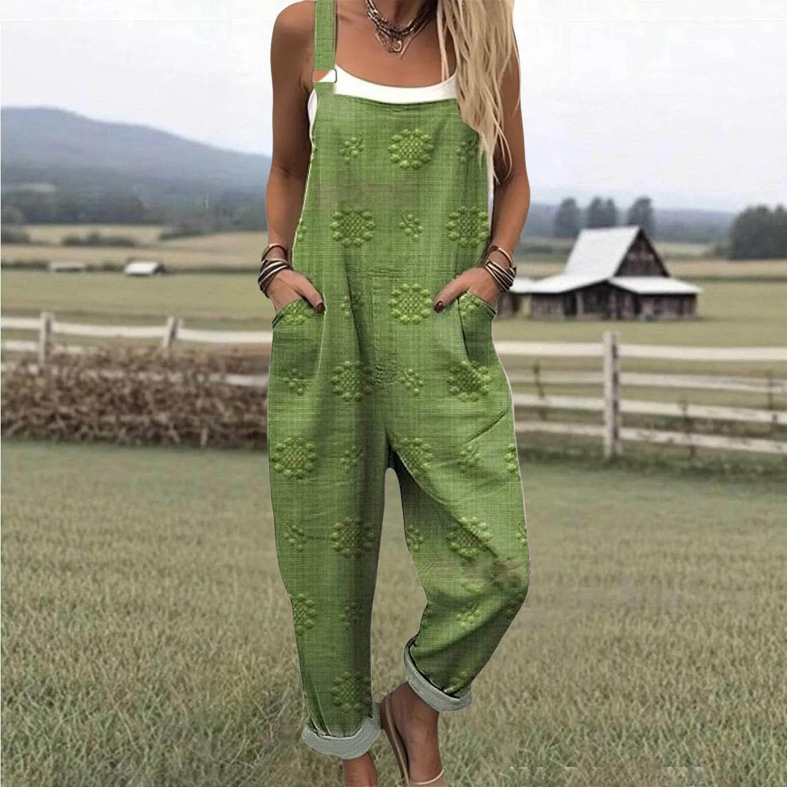 Women Solid Color Button Suspender Overalls Jumpsuit Basic Style Loose Fit Multi Scene Casual Jumpsuits All Season Outfit