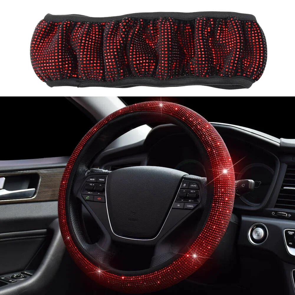 37-38cm Car Diamond Steering Wheel Cover Bling Shining Universal New Bling Steering Wheel Cover Gift For Women Girls