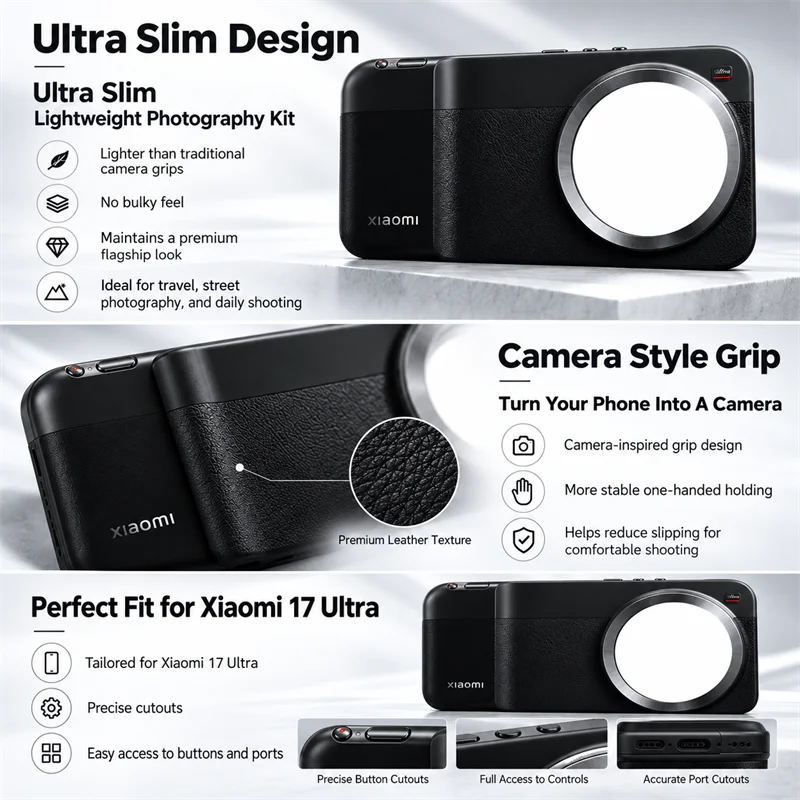 Original Xiaomi 17 Ultra Camera Grip Case Ultra Slim Photography Kit Lightweight Phone Cover for Mobile Photography Vlog Travel