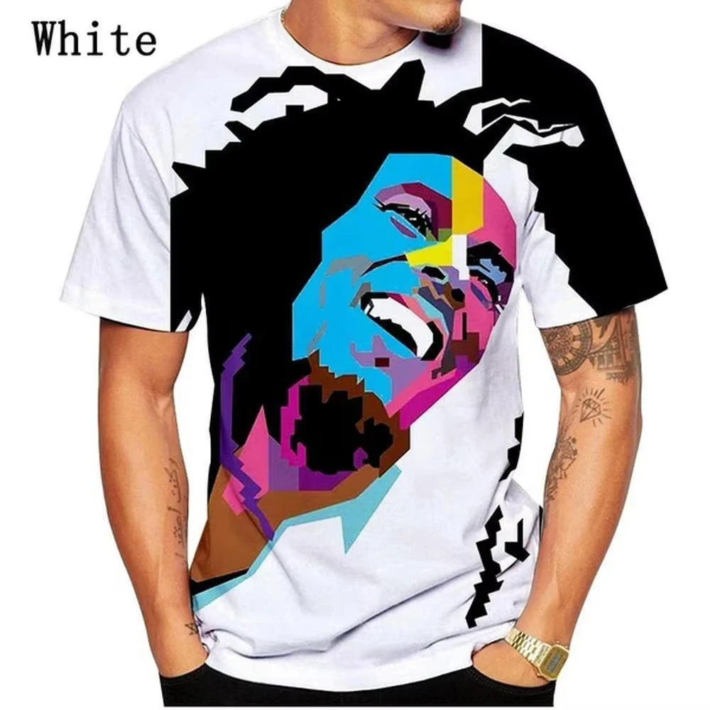 Newest Summer Men Clothing 3d Print Bob Marley Graphic T-Shirt, Men\'s Casual Hip Hop Sports Men Breathable Quick Dry T-Shirt Top