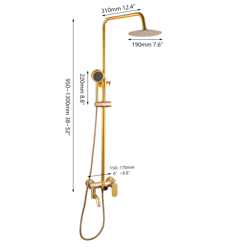 ZAPPO Gold Bathroom Shower Faucet Rainfall Shower Systerm Bathtub Mixer W/ Hand Shower Rotated Spray Bath Shower Faucet Set