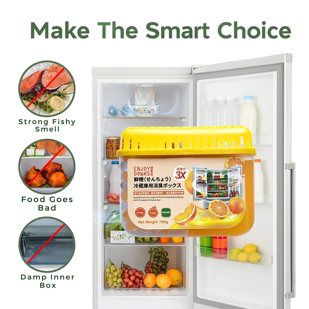 Fridge Freshener 160g | Natural Citrus Extract | Eliminates Odors & Preserves Freshness | Ideal for Kitchen Use