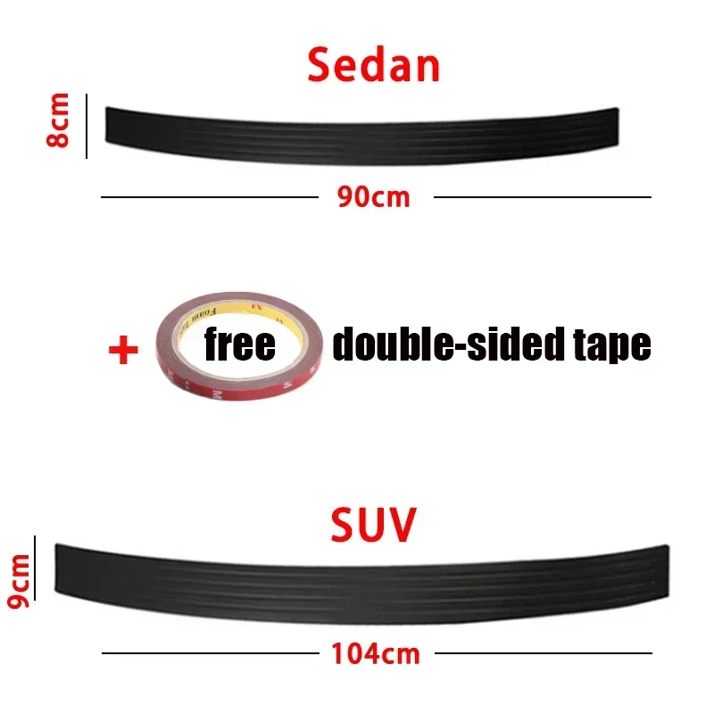 Anti-Scratch Protection Sticker Strip Car Trunk Rear Paint Protector Guard Plate Rubber Car Rear Bumper Trim Black Accessories