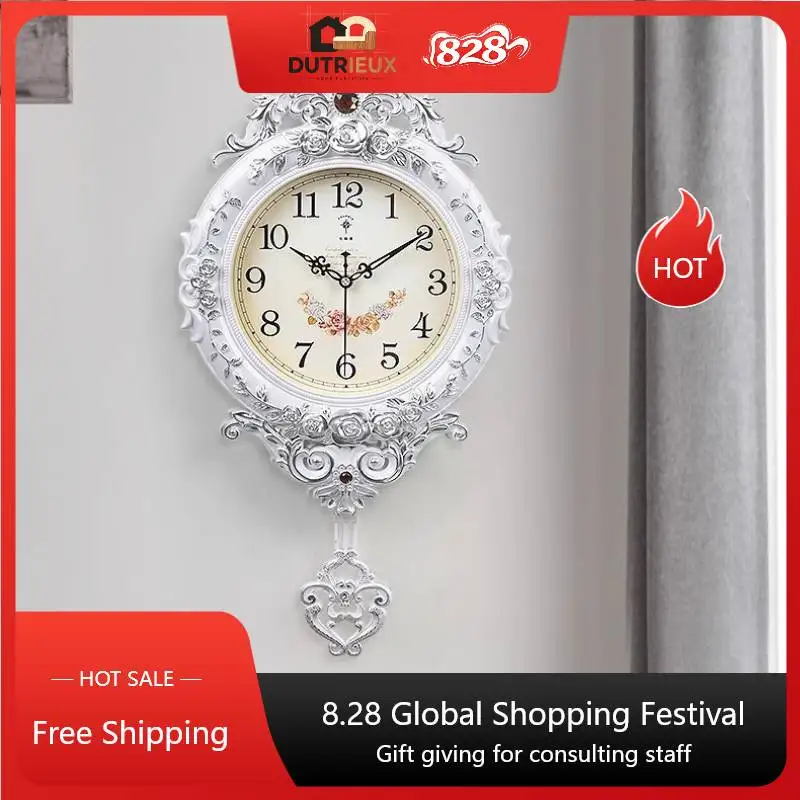 Nordic Retro Fashion Wall Watch Pendulum Unique Bedroom Living Room Wall Clock Luxury Design Reloj De Pared Home Decor Items