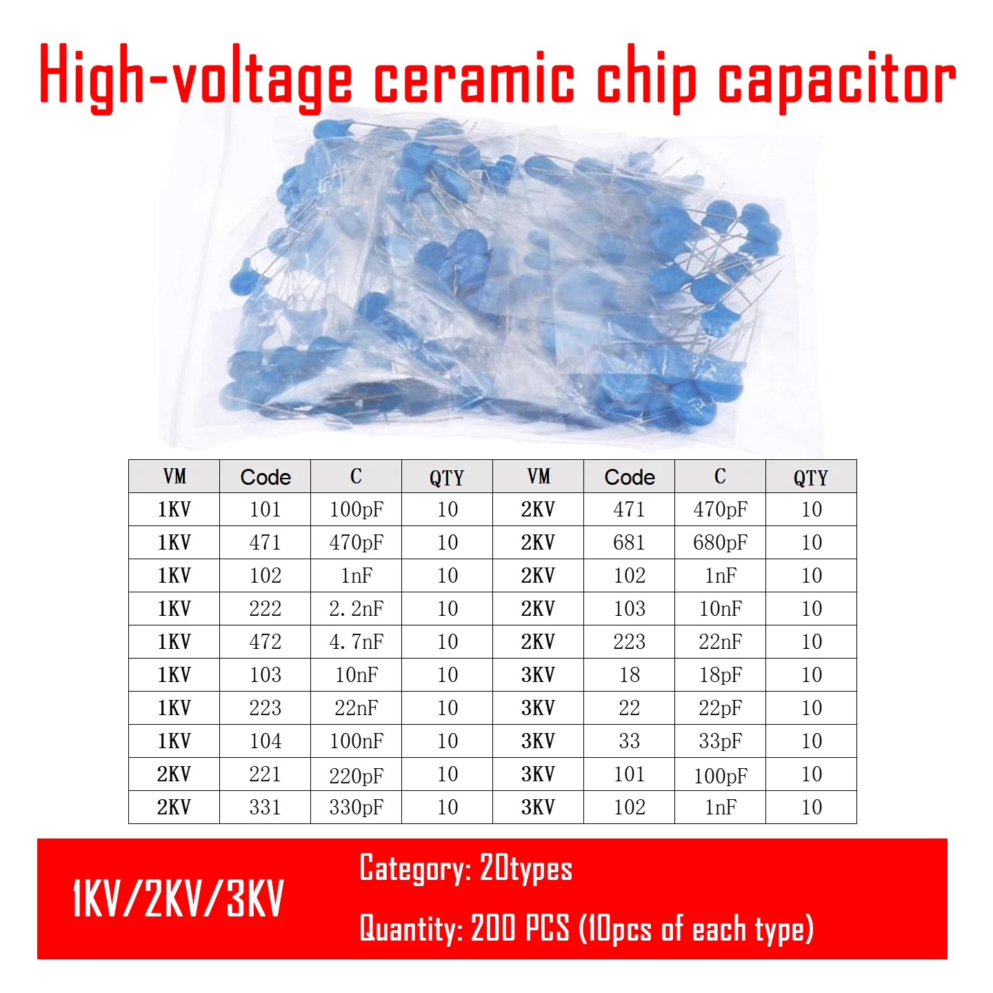 200-pecas-de-20-especificacoes-diferentes-pacote-de-capacitores-de-chip-ceramico-de-alta-tensao-azul-dip-1kv-2kv-3kv