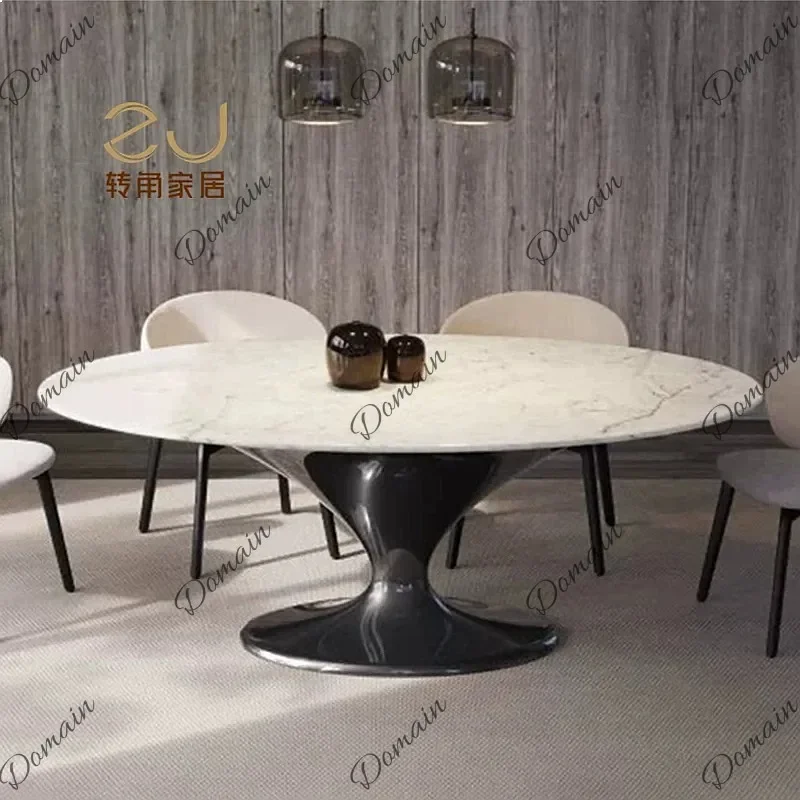 SF Zigzag Modern Irregular Fiberglass Dining Table Cream Style Luxury Marble Round Table for Home