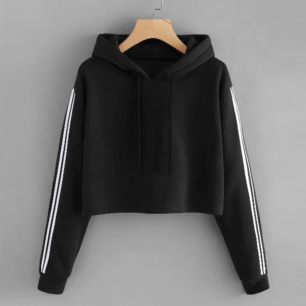 Fashion Sweatshirt Women Crop Top Sweatshirt Hoodie Solid Lace Up Drawstring Long Sleeve Sweatershirt Female Hoodie Tops