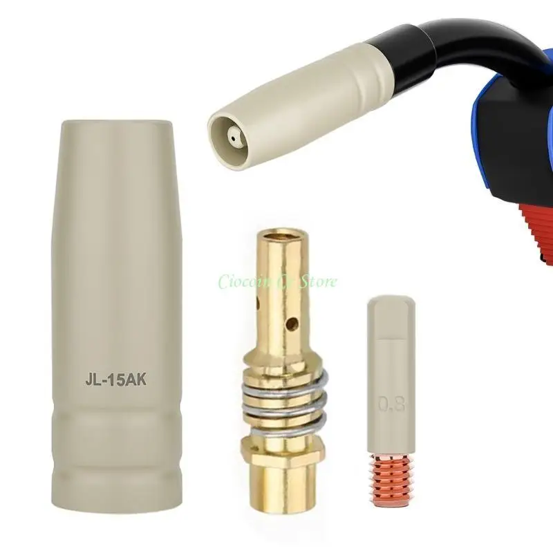 X90F 3pcs Torch Gas Nozzle Tip Holder 15AK European Styles Welding Parts For Various Equipment Enhances Connection Stability