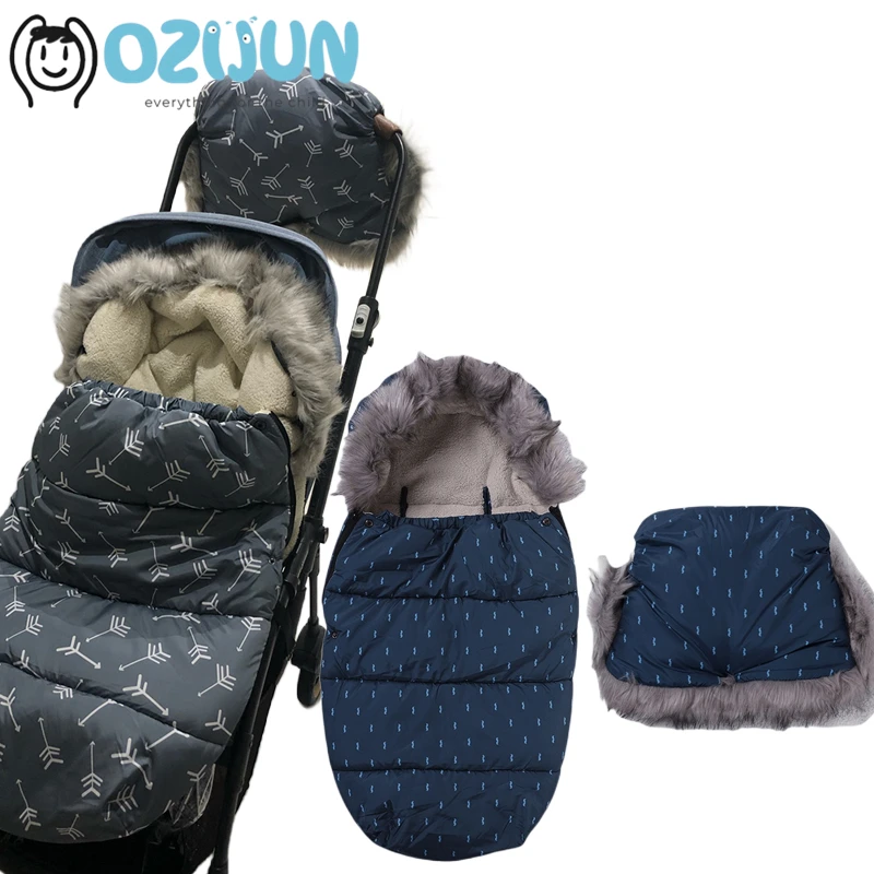 Baby Winter Outdoor Tour Stroller Sleeping Bag Stroller Footmuff Cover Thick Warm Fleece Bunting Bags for Newborns