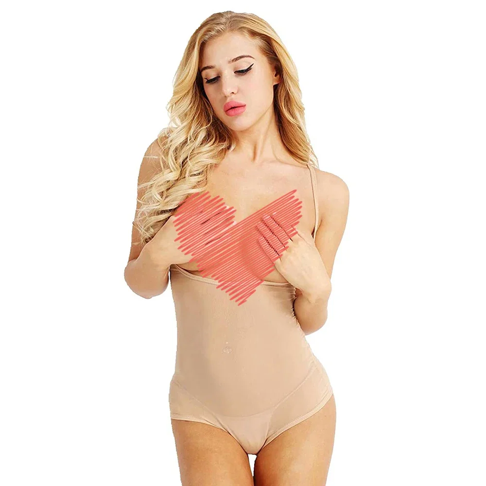 

Size M-2XL Stretchy Mesh One Piece Top Sexy Sleeveless Sheer Chest Support Bodysuit Bottoming Belly Dance Leotards Dancewear