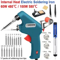 60W/80W Electronic Welding Torch Kit Internal Heat Helping Hand Soldering Iron Set Automatic Tin Feeding Machine Repair Tools