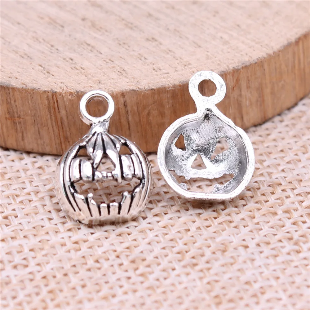40pcs 16x12mm(0.63x0.47inch) Antique Silver Color Halloween Pumpkin Charms Zinc Alloy DIY Jewelry Findings Bulk