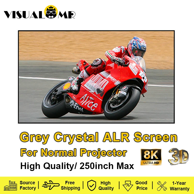 

VisualMr Серый Кристалл ALR Экран Проектора Нано Металлический Окружающий Свет Фиксированная Рамка 1 СМ Ультраузкая Безель Проекция 4/8K