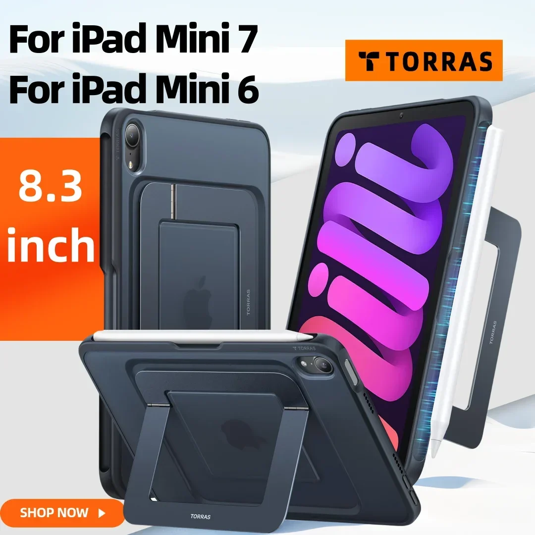

TORRAS 2025 New Tablet Case for iPad Mini 7 Case, iPad Mini 6 Case, Ultra Stable Stand, Multiple Adjustable Viewing Angles