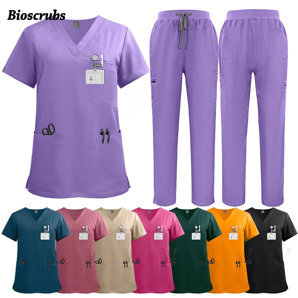 

Medical Scrubs Uniforms High-quality Nurse Workwear Short Sleeved Top Straight Pants Set Clinical Nursing Clothing Hospital Suit