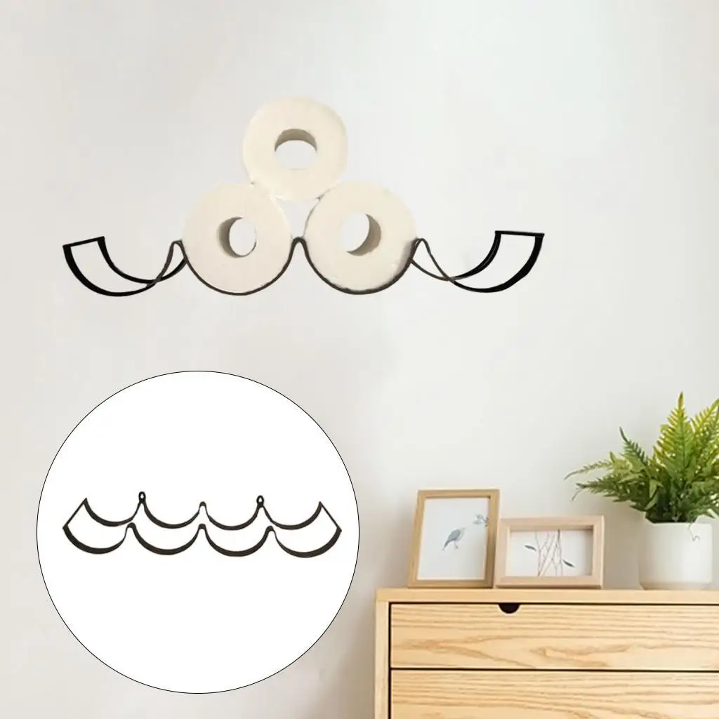 Suporte de papel higiênico para montagem na parede, rack de armazenamento para cozinha e banheiro, preto