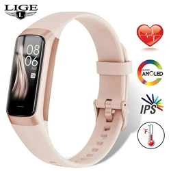 LIGE Amoled Smart Watch Smartwatch Band Women Heart Rate Blood Waterproof Connected Smart Bracelet Sport Fitness Tracker  Watch