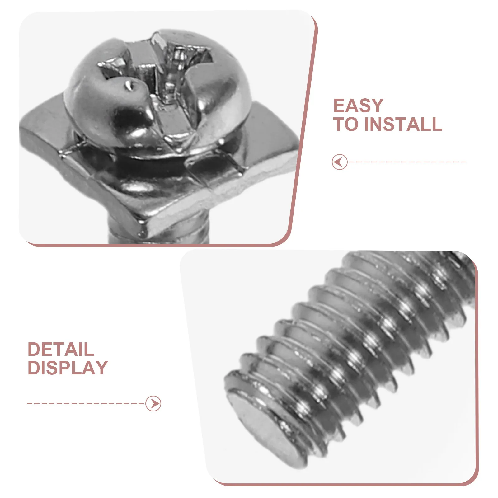 Terminal Block Screws 400Pcs M4x10x8 Nickel Plated Round Head Square Washers for Junction Box Switch Panel