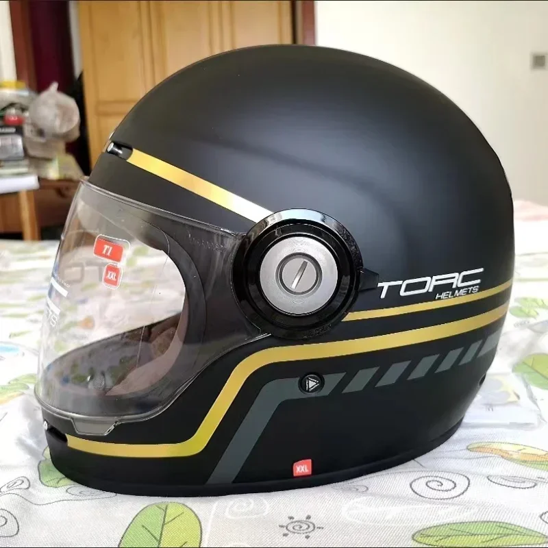 TORC Motorycle Riding Vintage Helmet Motorcycle Full Face Helmet Cover Retro Helmet Men Motorbike Personality Cool Locomotive