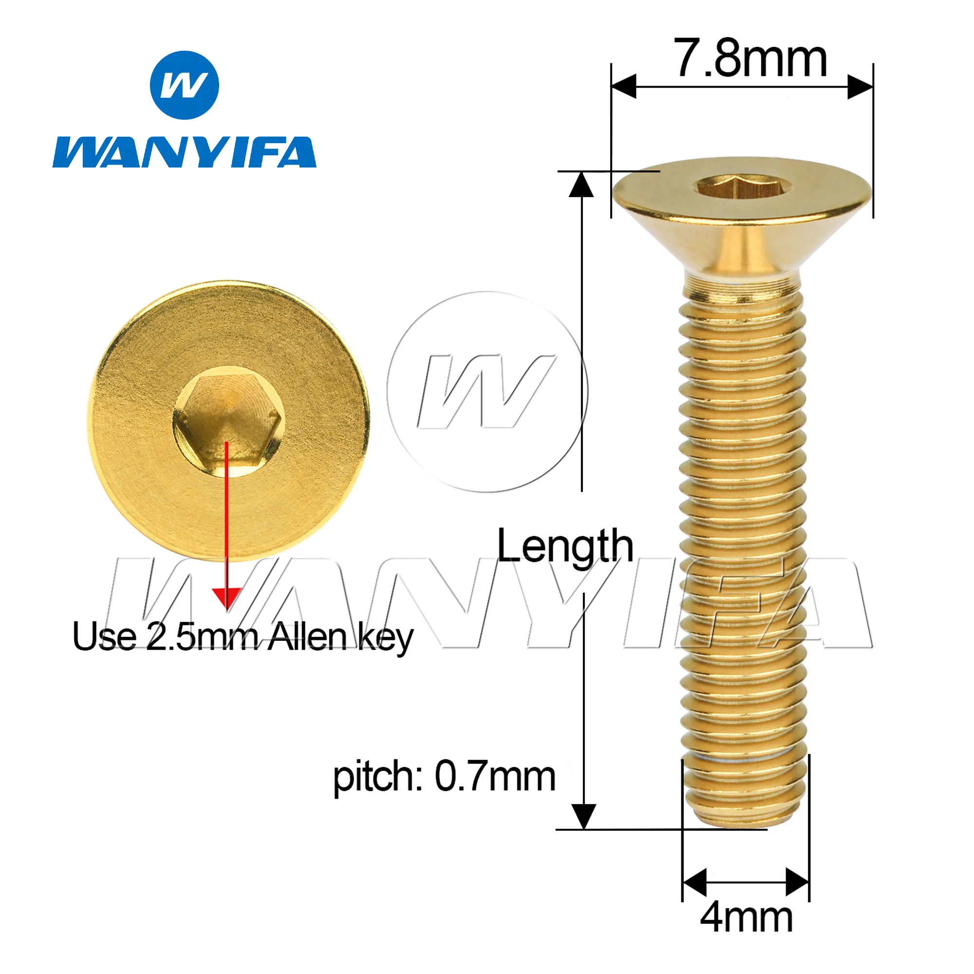 Wanyifa Titanium M4X 8 10 12 15 20 mm Hex Allen Socket Cap Head Bolt Screw for Bicycle Bike 5/12pcs