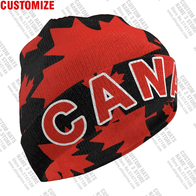 Canada Knitted Hat Free Custom Name  Winter Cold Pullover Canadian Maple Leaf French Can Flags Keep Warm Caps Ca Hip Hop Beanies