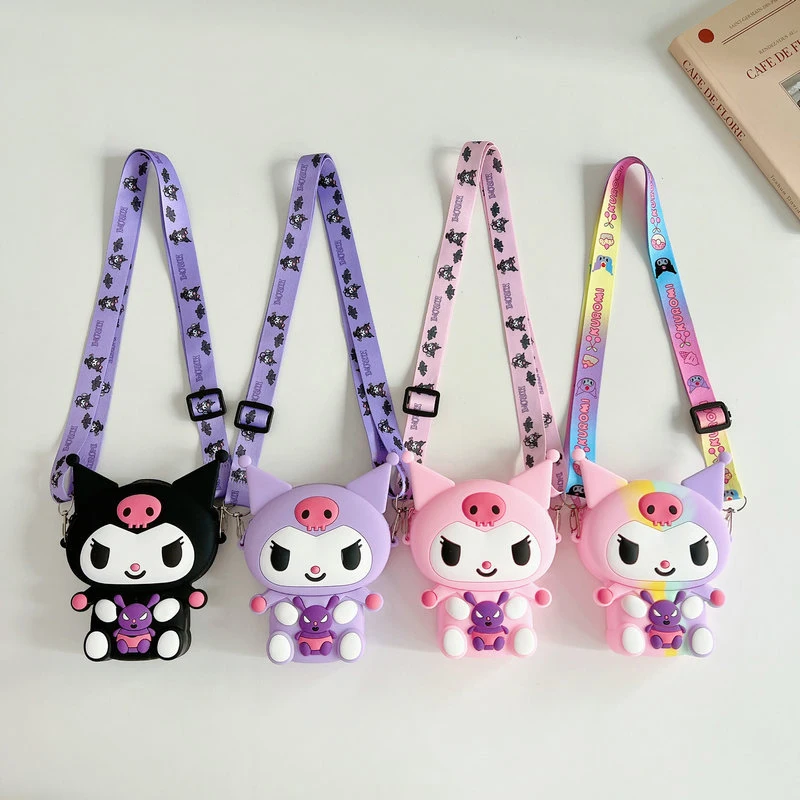 Sanrio Hello Kitty Lovely Kawaii Fashion Silicone Crossbody Outdoor Children's Zero Wallet Small Storage Purse Cartoon Bag Gift