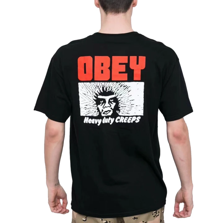 

Heavy Duty Creeps T-Shirt Loose Crew Neck Trendy Men's Women's Short Sleeve Versatile Vintage Alphabet Pattern T-Shirt