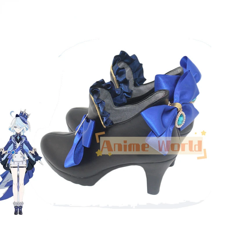 Furina Cosplay Shoes Genshin Impact Cosplay Prop PU Leather Shoes Halloween Carnival Boots Custom Made