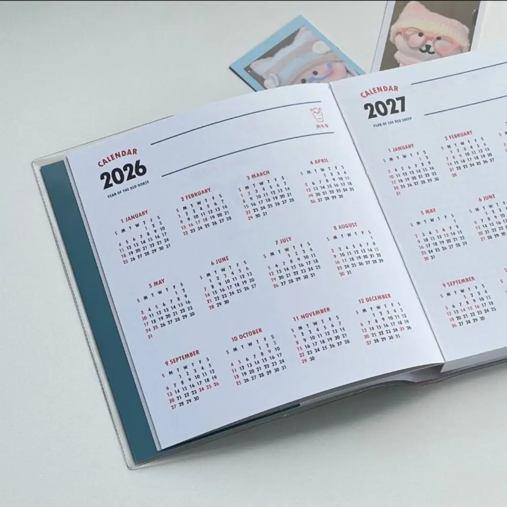 ريترو نوفمبر 2025-ديسمبر 2026 مخطط يومي مع كتاب جدول أعمال التقويم DIY خفيف الوزن للقيام بقائمة المفكرة اللوازم المدرسية