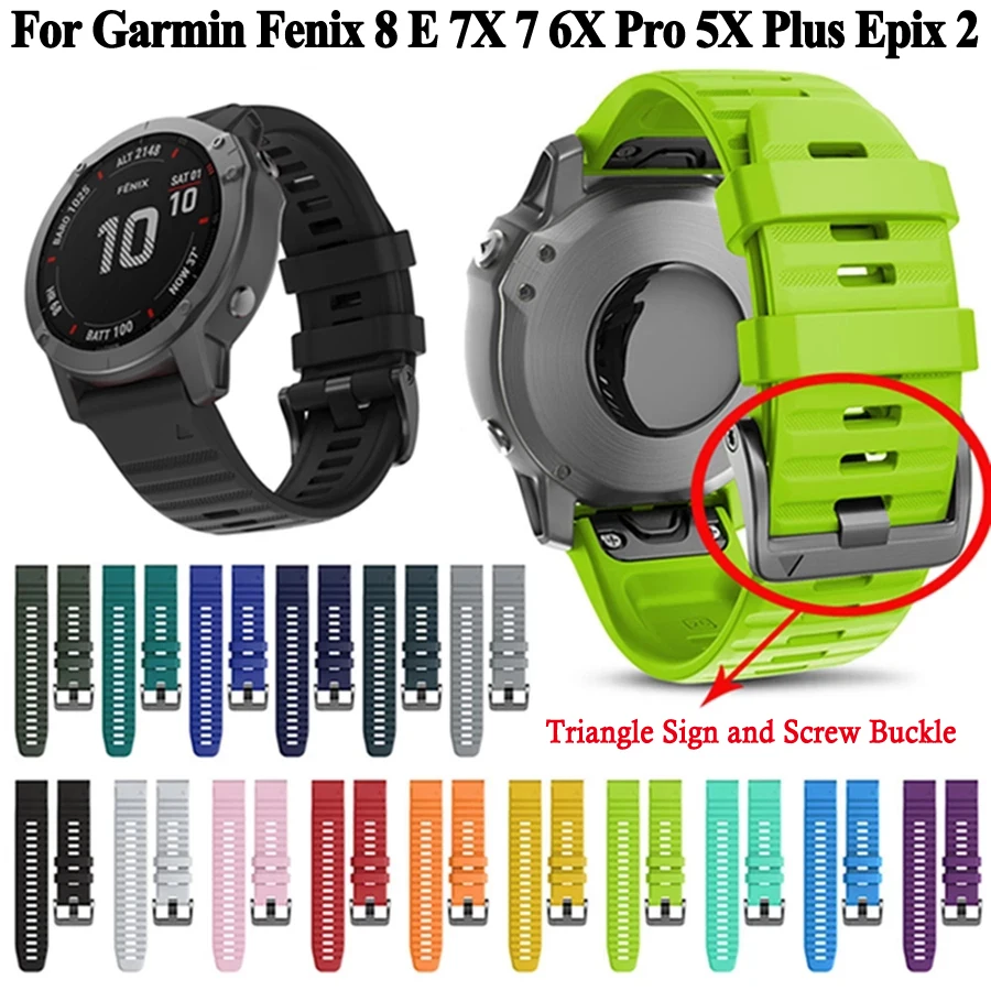 สายนาฬิกาข้อมือพอดีกับ7X ขนาด26มม. 22มม. สำหรับ Garmin Fenix 8 E 6X 6X สายรัดข้อมือซิลิโคน5X สำหรับ Garmin Fenix 7 6 Pro 5 plus