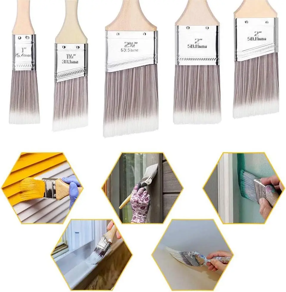 5 Pieces Premium Paint Brush Set Flat Brush for Precise Painting Work Glaze Brush for All Surfaces Practical Paint Brush